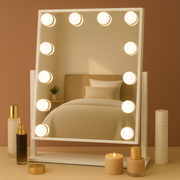 Make up Hollywood spejl med lys - 35,5 x 47,8 cm - Hvid