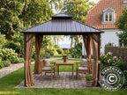 Pavillon Santa Fe Steel+ med gardiner og myggenet, 3x3m, Brun