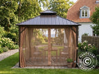 Pavillon Santa Fe Steel+ med gardiner og myggenet, 3x3m, Brun